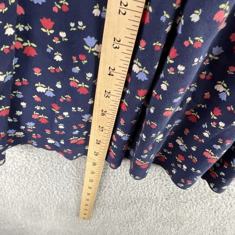 Gymboree Dress Girls 10 Blue Floral Fit & Flare Puff Sleeve Empire Waist Button